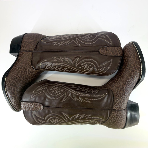 Bronco Boots Women Sze 7.5 Brown Embroidered Pointed Toe Pull On Western Cowgirl - Picture 4 of 11